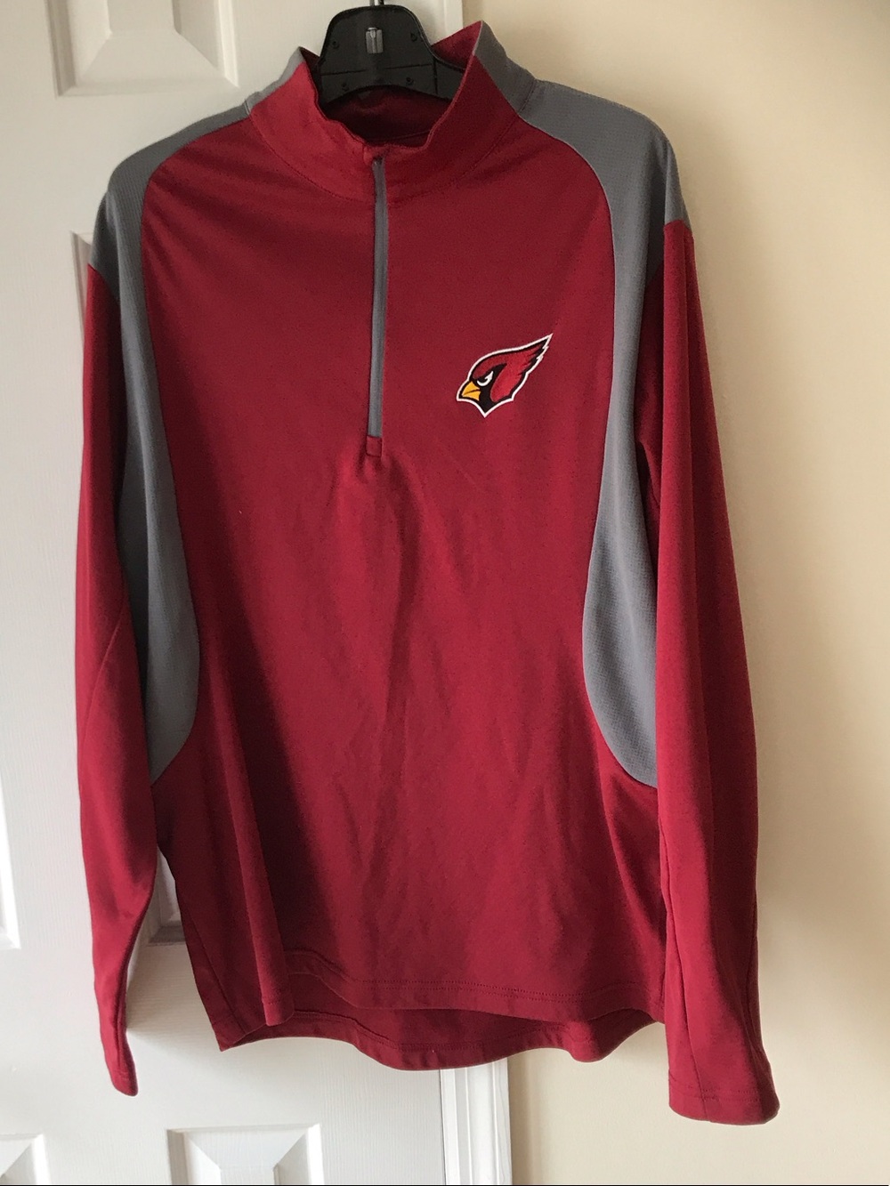 Antigua Burgundy and Gray Men's Quarter-Zip Pullover
